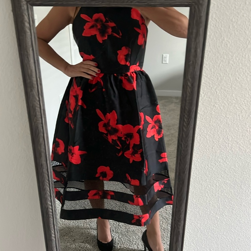 Stunning Black and Red Midi Dress